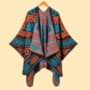Sciarpa/mantella/poncho da donna con motivo retr¨° e spacco, calda, stile retr¨°