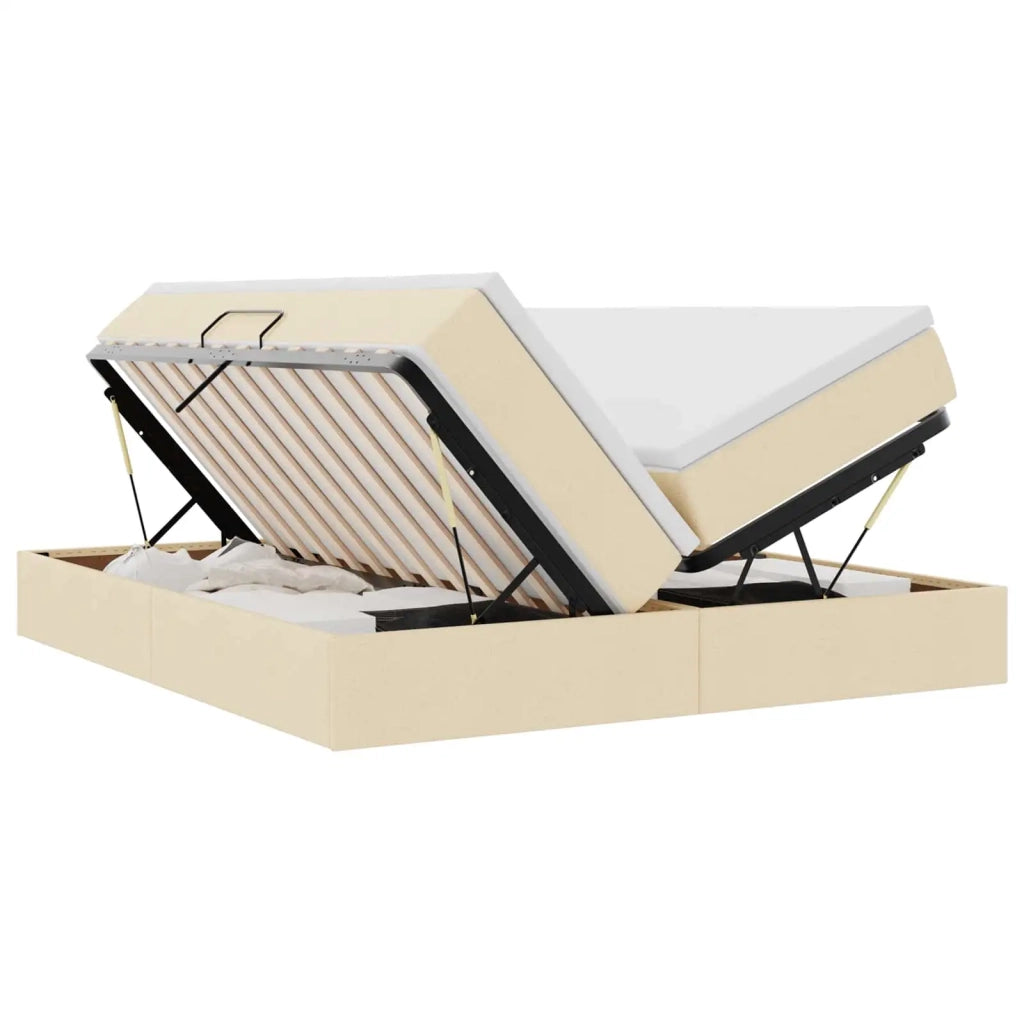 Letto con contenitore e materasso Crema 180 x 200 cm Poliestere