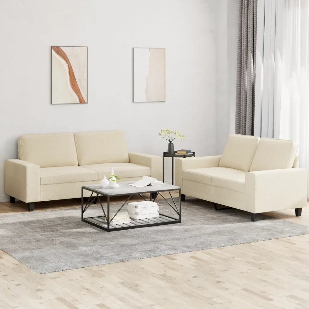 Set di Divani 2 pz Crema in Tessuto 3201884