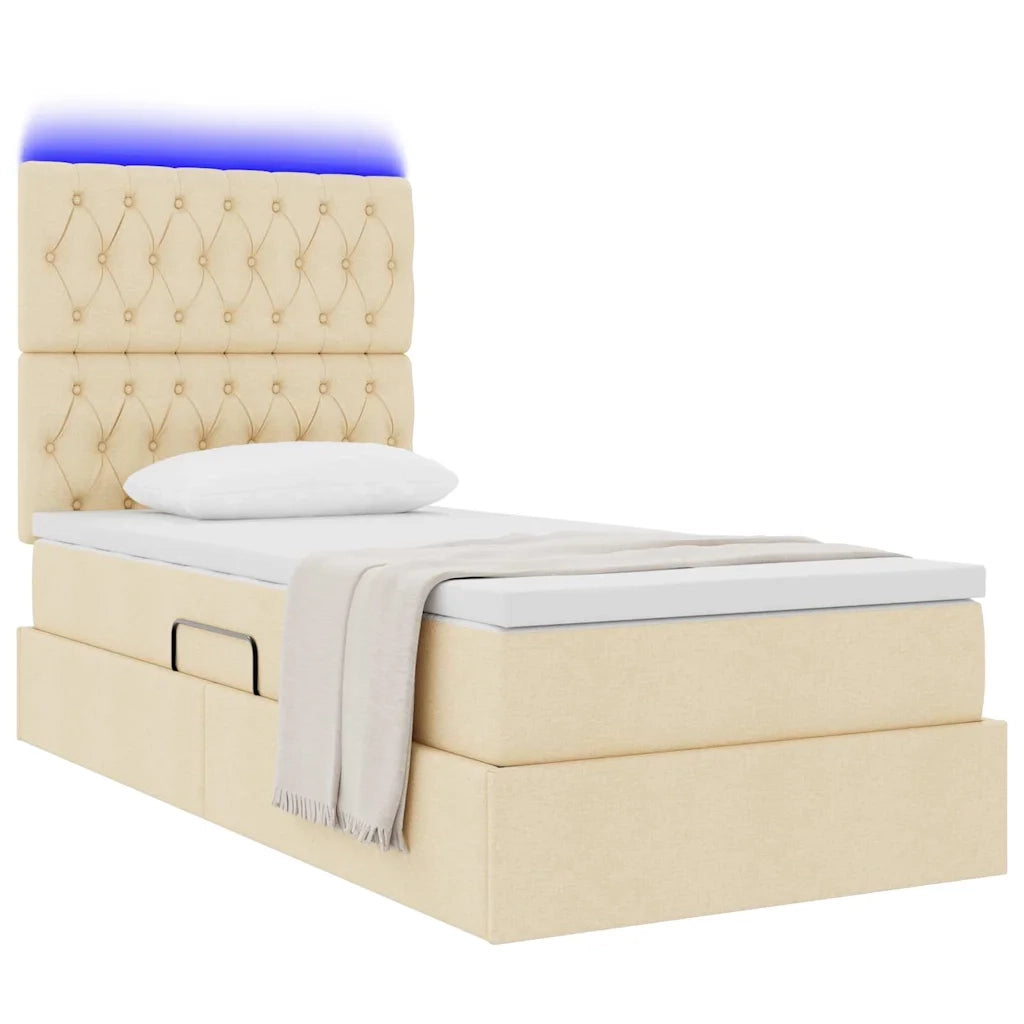 Letto con contenitore e LED Crema 90 x 200 cm Poliestere