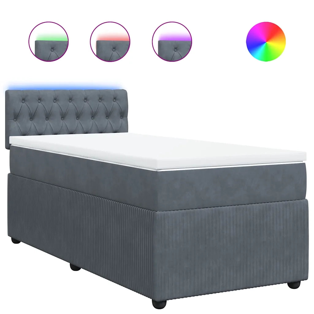 Giroletto a Molle con Materasso Grigio Scuro 80x200 cm Velluto