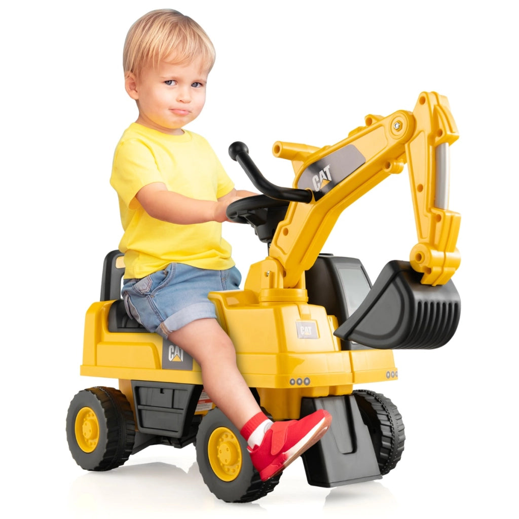 Escavatore giocattolo funzionale con benna da scavo girevole ruote antiscivolo, Escavatore per bambini Giallo-Macchinine giocattoli