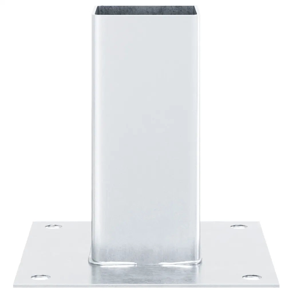 Basi per Pali Quadrate 4 pz Argento 71x71 mm in Acciaio Zincato 42000006