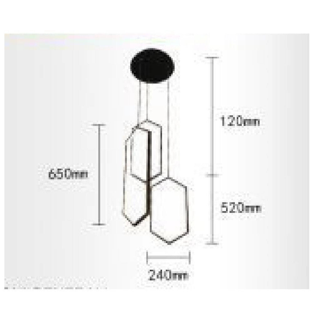 Trade Shop - Lampadario A Sospensione Soffitto Led Moderno 70watt Esagoni Pendenti Nero Lp-05 -