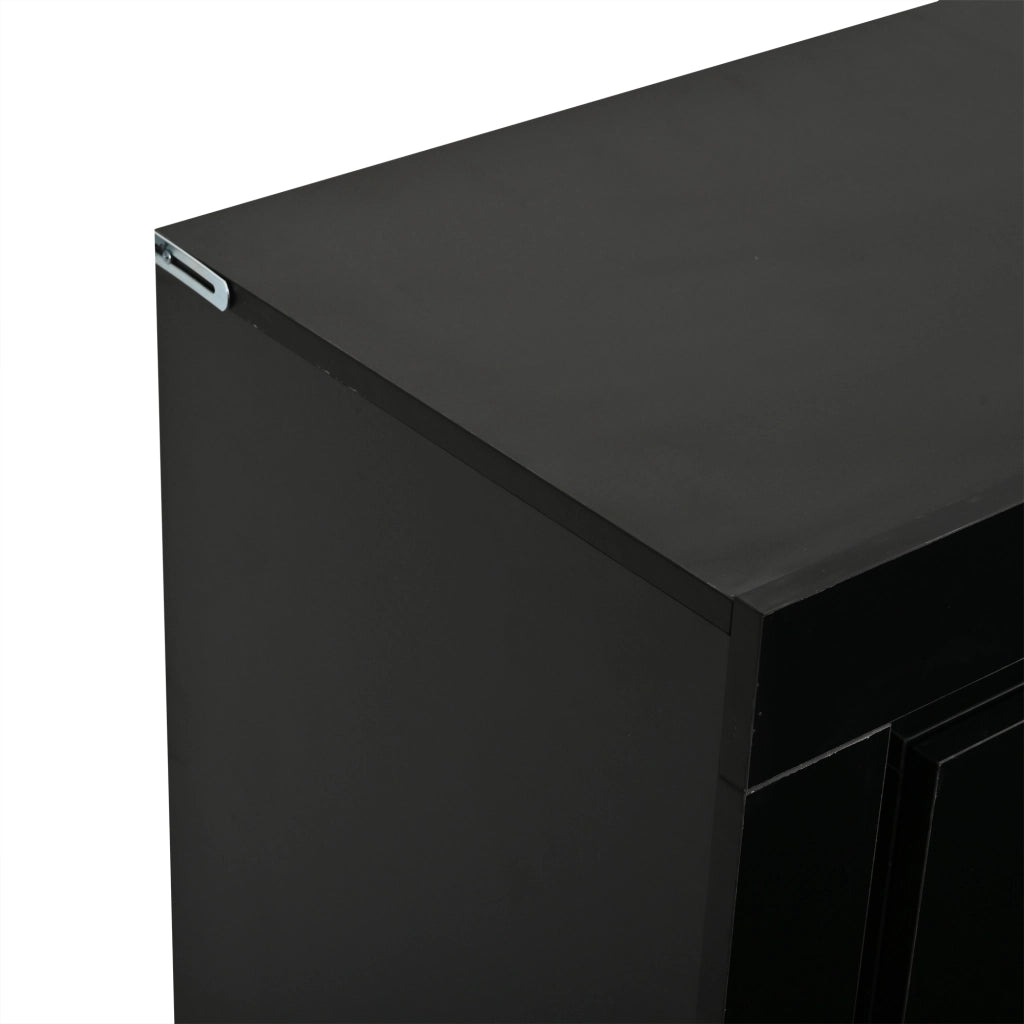 Credenza con 2 ante e 3 cassetti con LED e ripiani regolabili per soggiorno; in MDF; nero; 140×40×65 cm