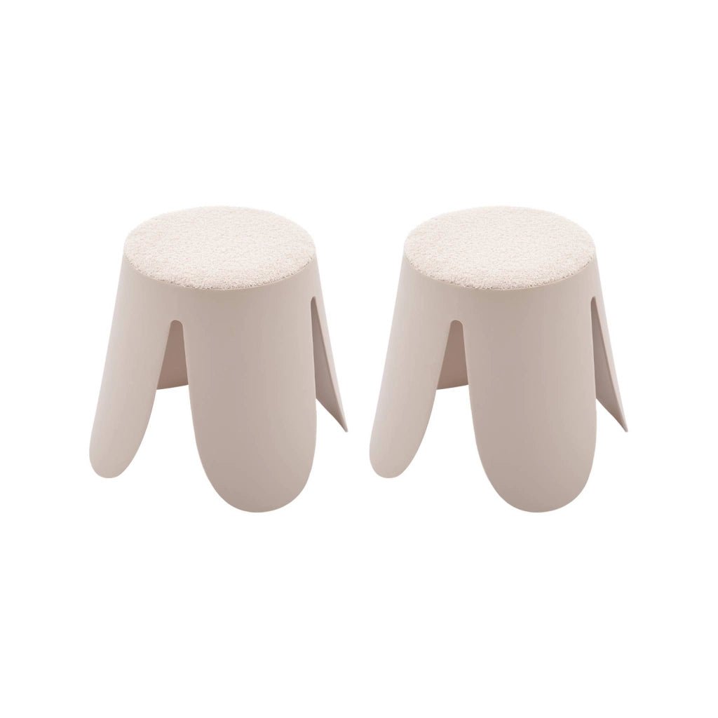 Sgabello impilabile per bambini in bouclé testurizzato, set di 2,