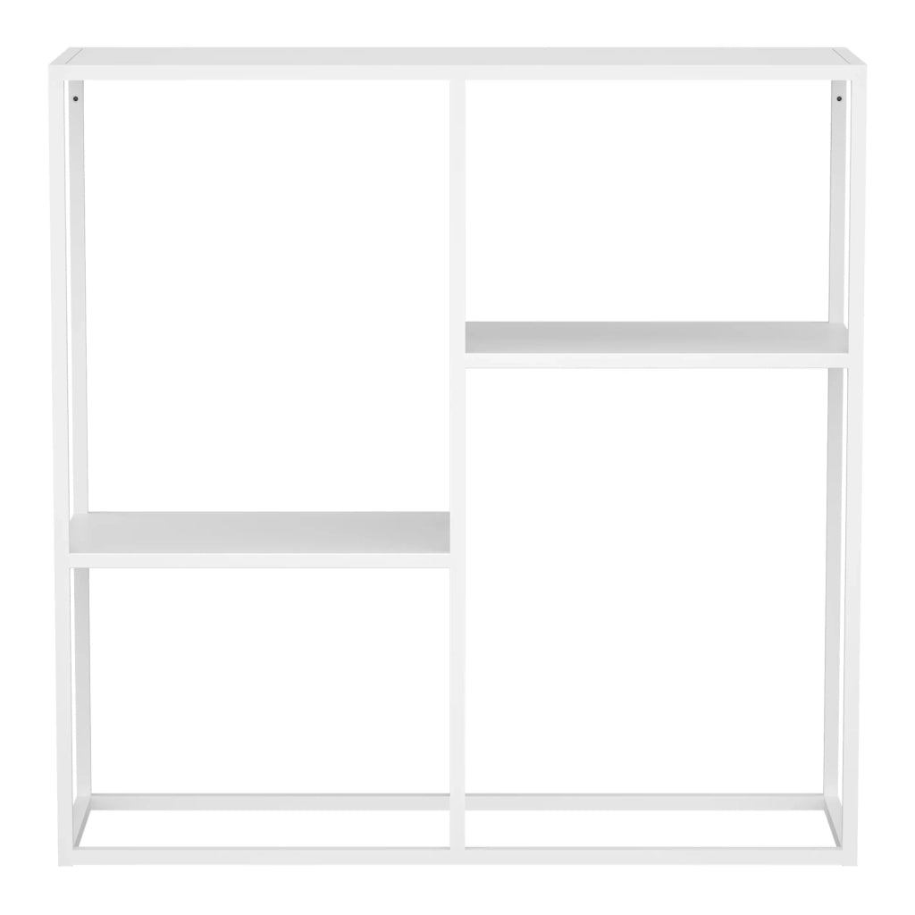 Tavolo consolle con 3 ripiani acciaio 80 x 80 x 26 cm bianco opaco 03_0008593
