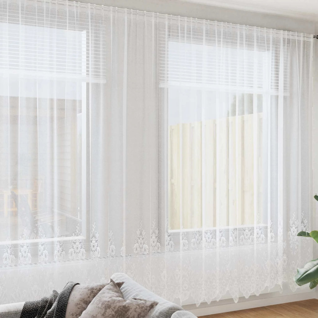 Tenda in Pizzo con tende Bianco 300 x 600 cm Poliestere 4107825