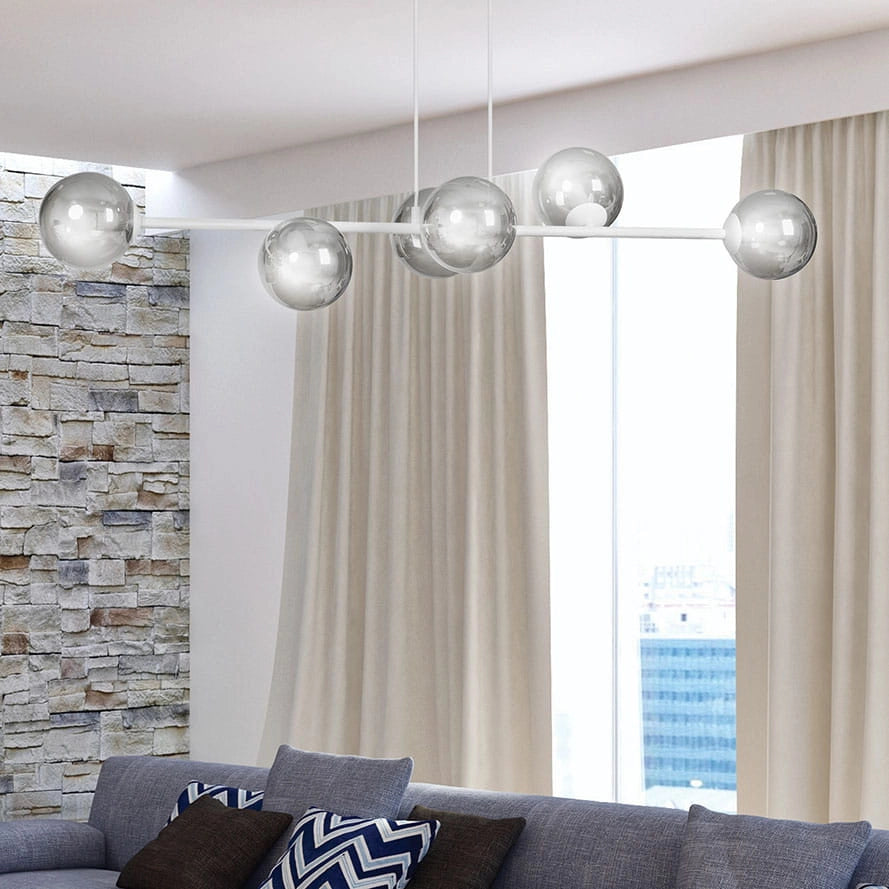 Emibig Rossi lampadario 6xE14 bianco vetro fumé 110cm