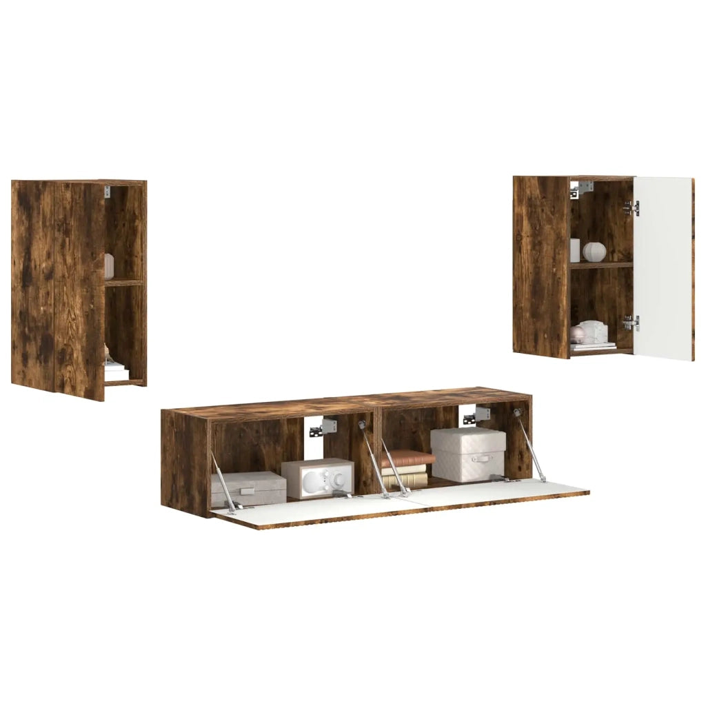 Set mobile TV 4 pcs Rovere fumé Legno multistrato