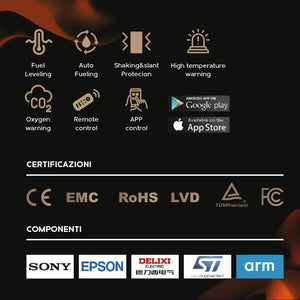 Bruciatore a bioetanolo Smart APP inserto automatico da incasso 70 PRO-LINE