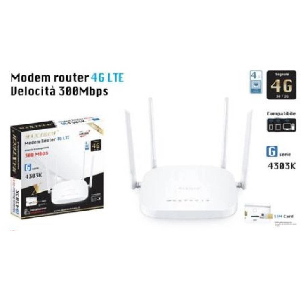 Trade Shop - Modem Router 4g Lte 300mbps Ad Alta Velocità Sim Card 4 Antenne Maxtech Ma200 -
