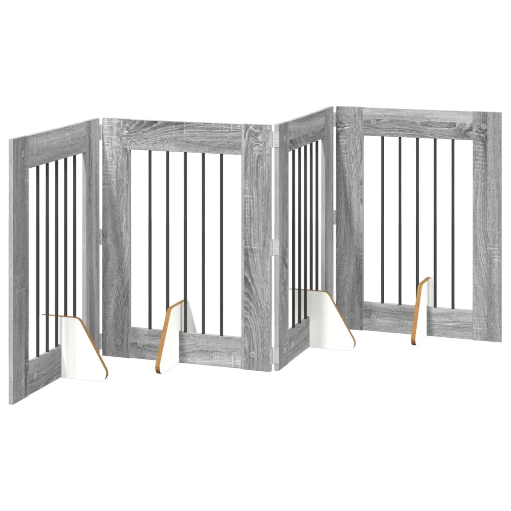 Cancello per cani con supporti 4 pz Grigio Sonoma 60 x 80 cm CFW8878117