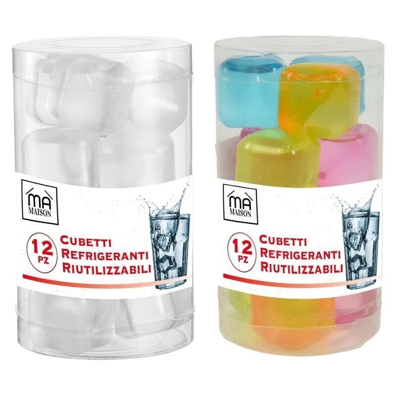 CUBETTI REFRIGERANTI RIUTILIZZABILI 12 PZ IN COLORAZIONE ASSORTITA