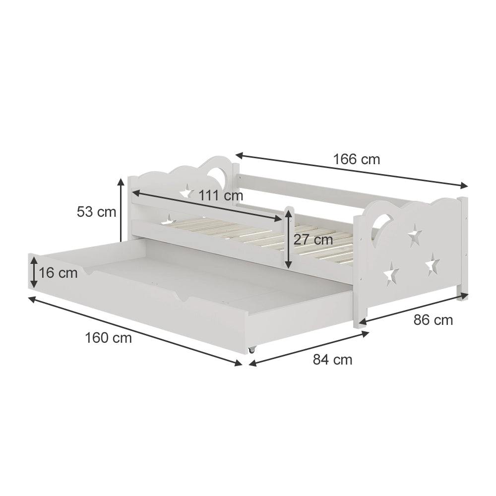 Vitalispa Letto per bambini Bianco 80x160 cm con cassetto, senza materasso