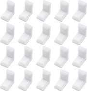 Braccio di angolo 40 pezzi - L-faccia Braccio di angolo in acciaio - Acciaio galvanizzato - Copertura in plastica bianca - Fermo mobile - Disegno a 90 gradi - Fermo mobile per mobili