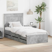 Struttura del letto con cassetto Grigio cemento 90 x 190 cm