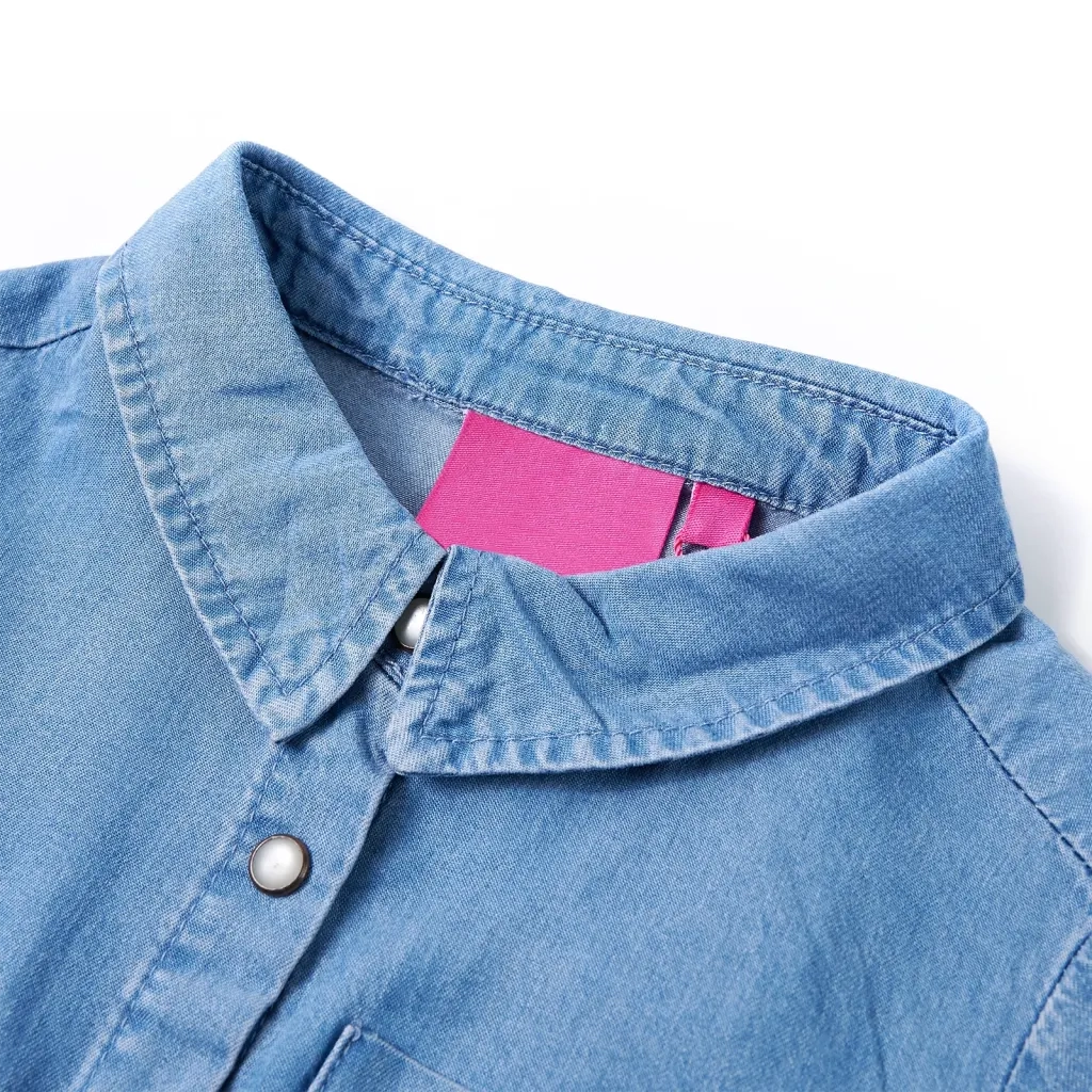 Abito da Bambina a Maniche Lunghe Blu Marino e Blu Denim 104 CFW7971818
