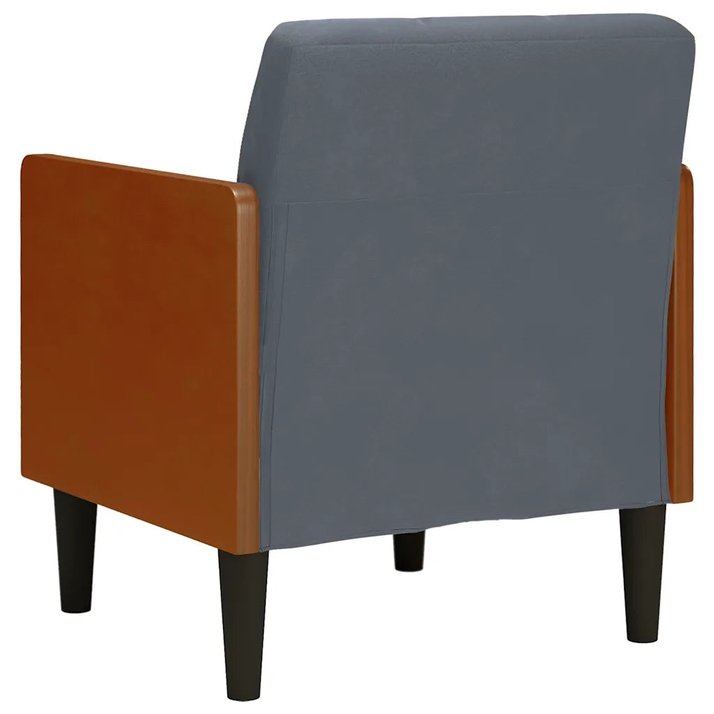 Divano Poltrona | Sedia con Braccioli Grigio Scuro 55 cm in Velluto