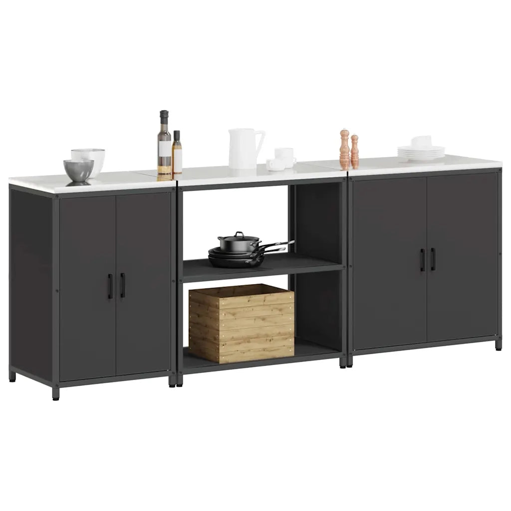 Set di Stoccaggio per Cucina con lo scaffale 3 pcs Nero Acciaio 3392673