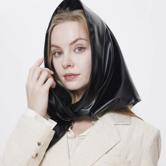 Cappuccio per capelli, cappuccio in tessuto lucido nero, stile vintage, disegno unisex | inresistenza alle pieghe, facile da mantenere, unisex | lavabile a mano per abiti formali e informali
