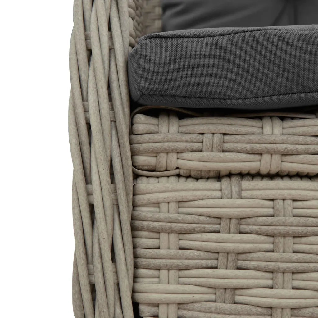 Set da Pranzo da Giardino 7 pz Cuscini Polyrattan Grigio Chiaro 3262795