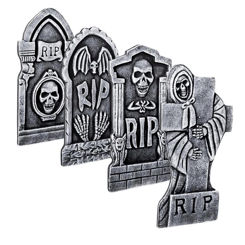 DECORAZIONE DI HALLOWEEN LAPIDE 41X20 CM CON TESCHIO O SCRITTA RIP FANTASIA ASSORTITA - 1 PZ