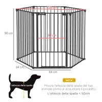 Cancellino per Cani Taglia Media Pieghevole e Modulabile in Metallo e Plastica, 123x102x90 cm, Nero