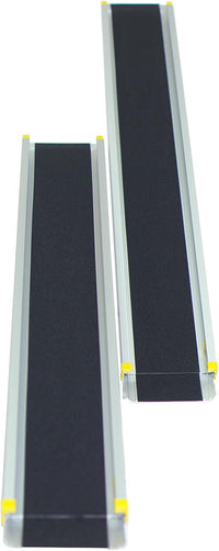 Set di 2 Rampa per Sedie a Rotelle in Alluminio, 3 Lunghezze 122/183/213 cm, Rampa Telescopica Regolabile con Superficie Antiscivolo, con Serrature di Sicurezza, per Gradini Fino a 61 cm