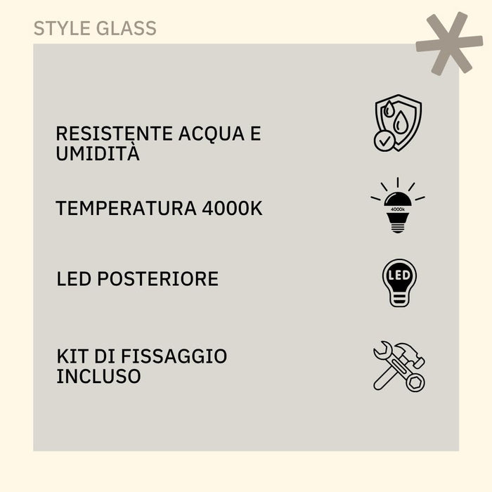 Specchio Bagno LED Posteriore SATURNO 100x70 cm, Con LED 4000K, Retroilluminato, Da Parete