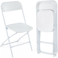 Set di 4 Sedie Pieghevoli in Metallo, Sedie da Patio Portatili con Sedile e Schienale in Plastica, Struttura in Metallo, Sedie da Pranzo per Esterno e Interno, Portata 350 kg, 48 x 45 x 82 cm