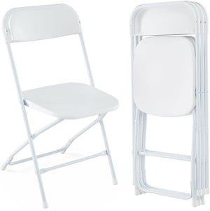 Set di 4 Sedie Pieghevoli in Metallo, Sedie da Patio Portatili con Sedile e Schienale in Plastica, Struttura in Metallo, Sedie da Pranzo per Esterno e Interno, Portata 350 kg, 48 x 45 x 82 cm