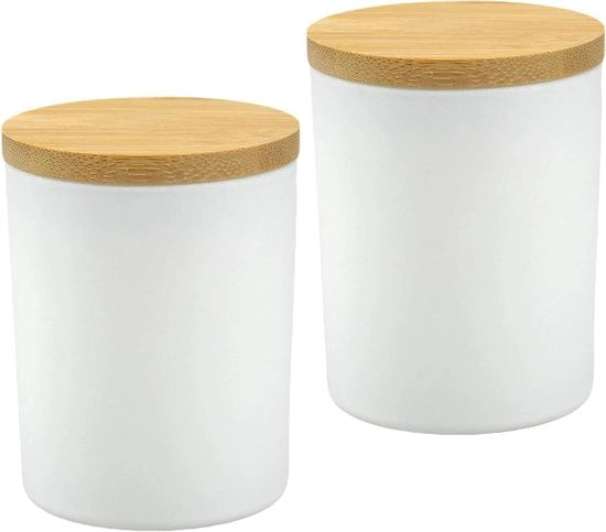 Wattenuovo con coperchio - contenitore per salviette della doccia - contenitori in vetro per il deposito - salviette in forma di disco - bianco 200 ml