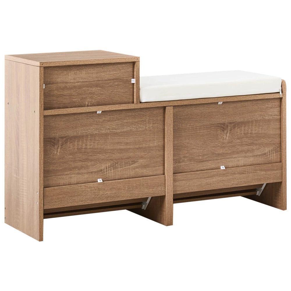 Armadietto porta scarpe Marrone chiaro con sedile in truciolato 2 scomparti Design scandinavo corridoio