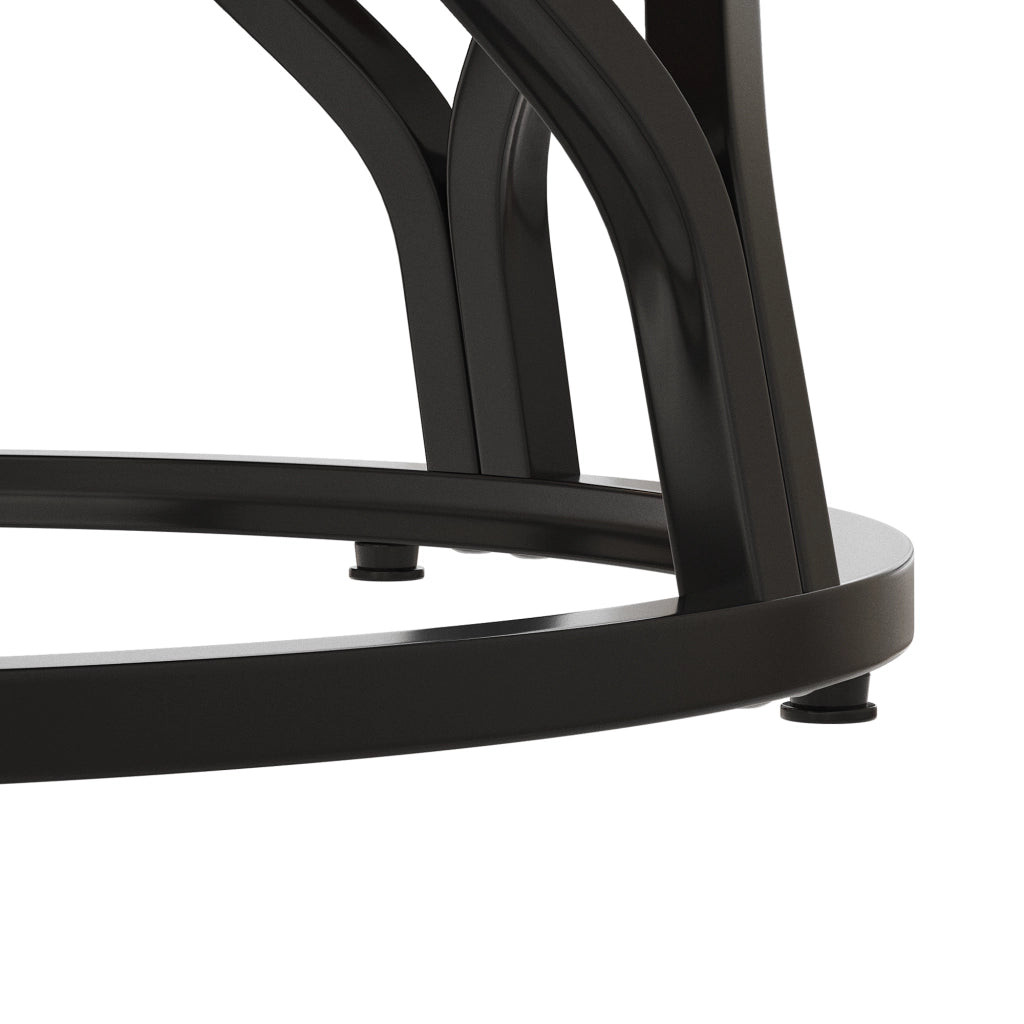 TAVOLO Rotondo 100x100x75 cm MDF Effetto Noce e Nero con ripiano