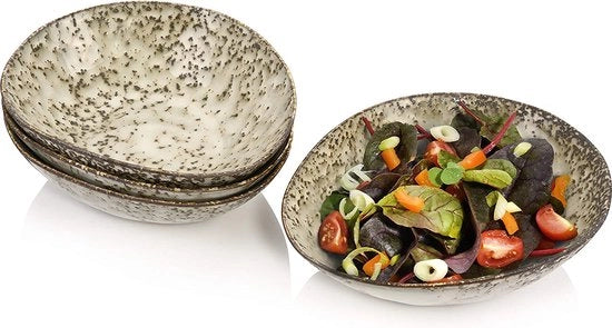 Set di insalata in ceramica Pompei, insalata per 4 persone, insalatiera, design vintage unico