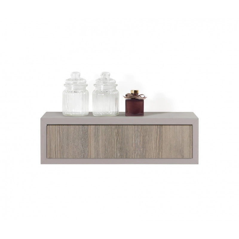 Mensola da Muro con Cassetto, Comodino Sospeso, Mensola da Parete, Marrone e Rovere Moka, 45x13,4 p20 cm - Legolo