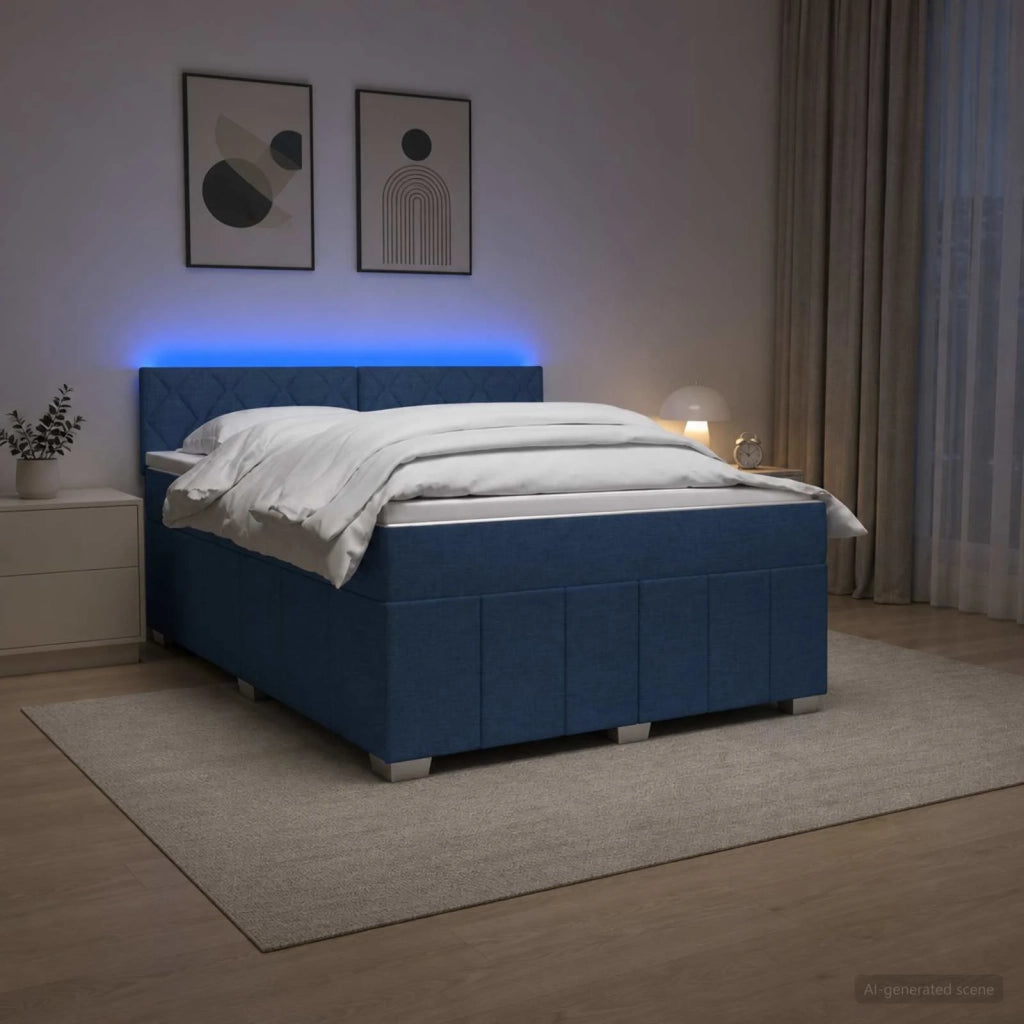 Letto box spring con materasso Blu 160 x 200 cm Tessuto 3452725