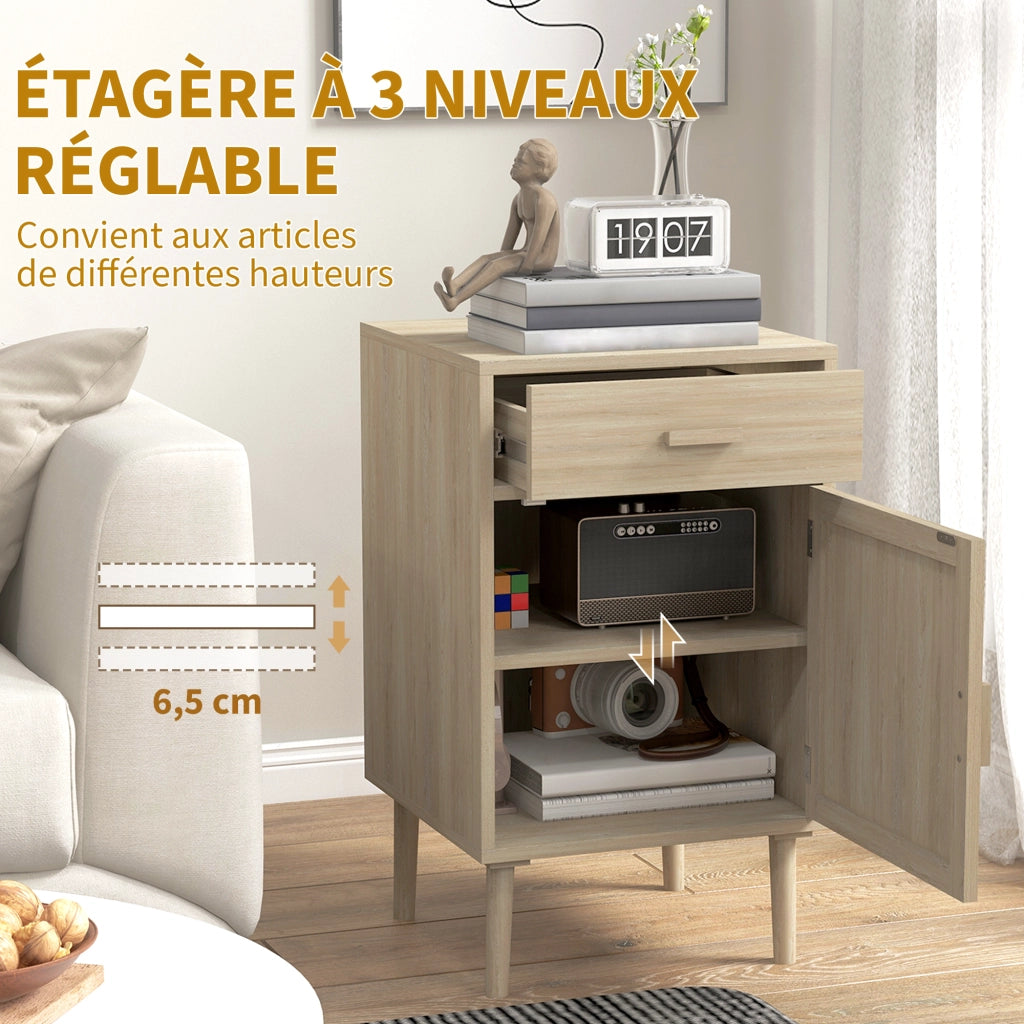 Comodino ¨C zephmum ¨C Legno Rovere, 40x40x68.5 cm