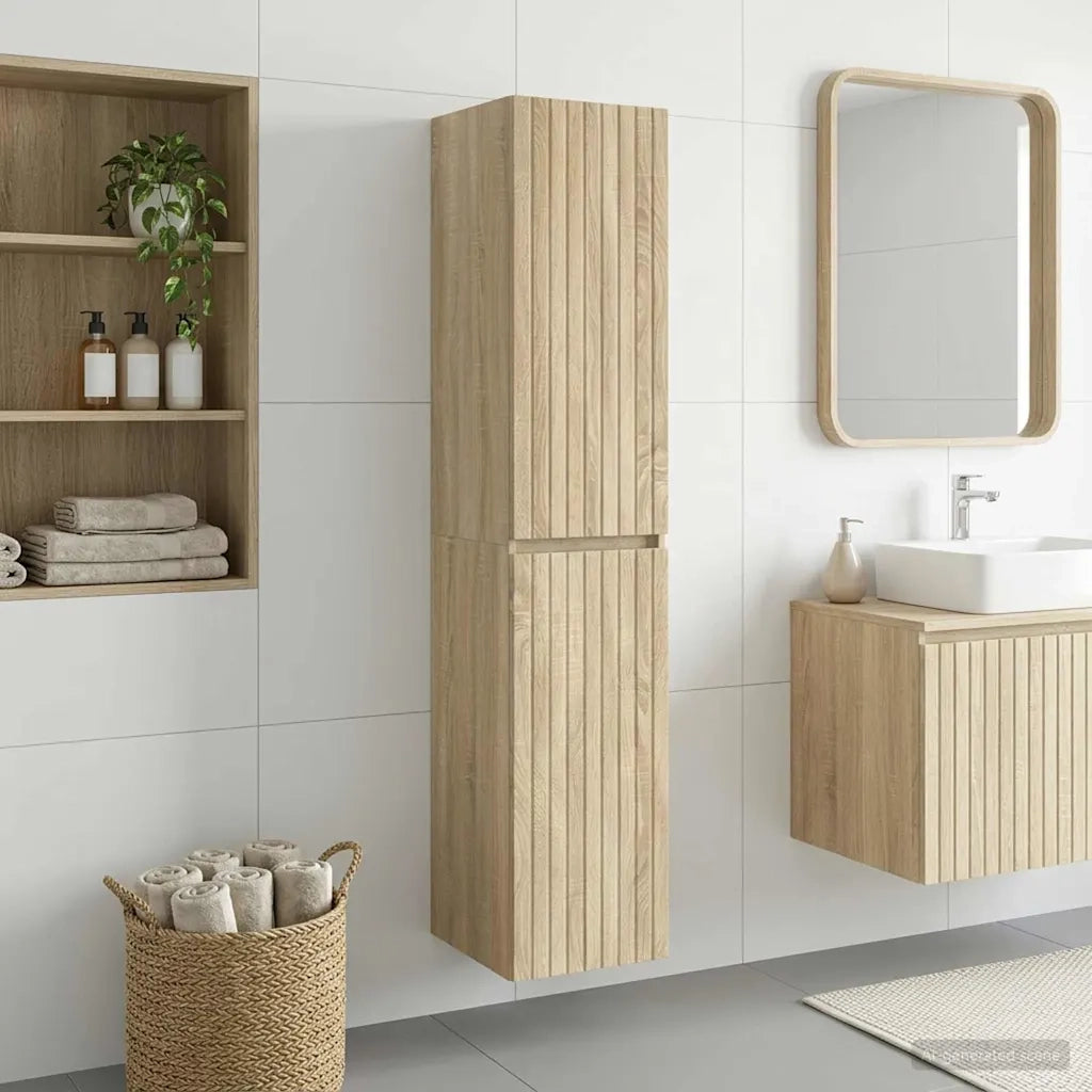 Mobiletto da Bagno a Muro Rovere Sonoma 33 x 34,5 x 160 cm