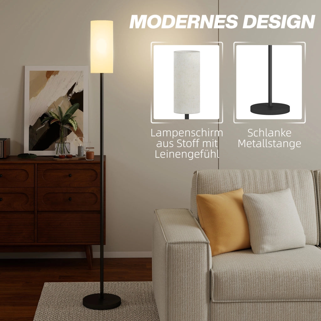 Lampada da terra ¨C zephmum ¨C bianco, telaio metallico, paralume in lino
