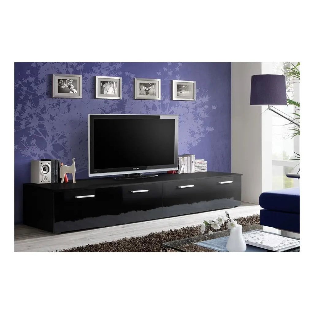 Mobile TV 200cm Collezione COMET. Colore nero. 2 ante a ribalta.