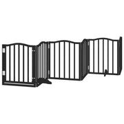 Cancelletto e porta di sicurezza per animali domestici 6 pannelli legno di pioppo nero 02_0023361