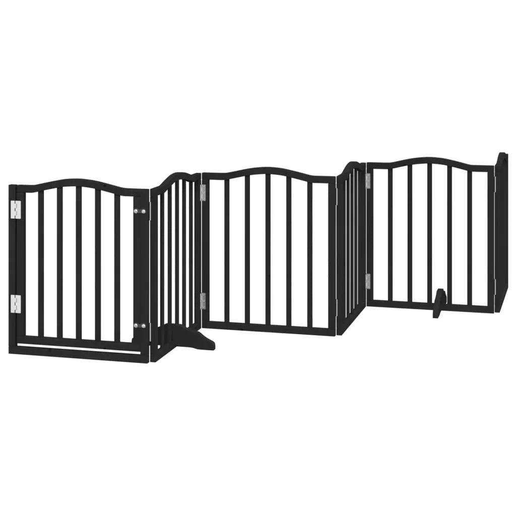 Cancelletto e porta di sicurezza per animali domestici 6 pannelli legno di pioppo nero 02_0023361