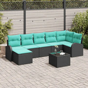 Set di divani con cuscino 8 pcs Nero e Turchese polyrattan 3354815