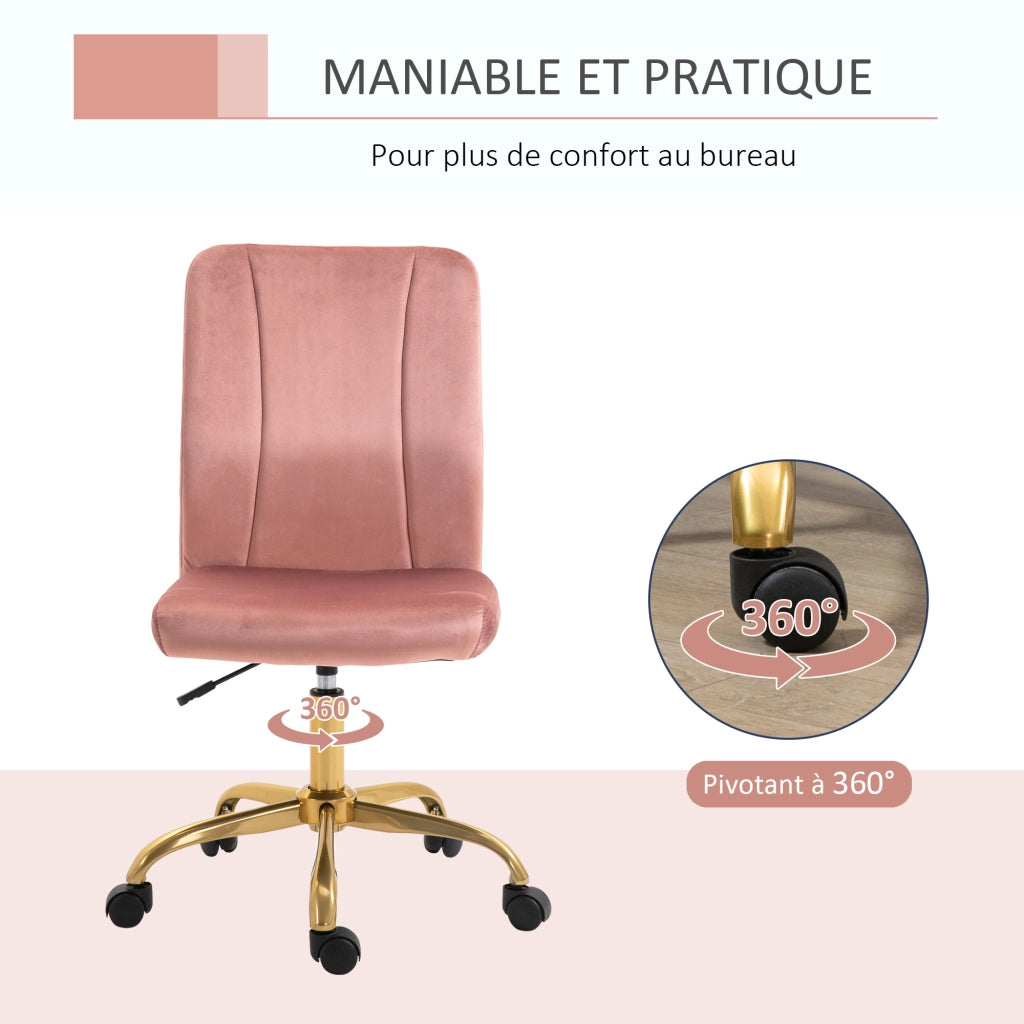 Sedia da ufficio ergonomica con rotazione 360' ¨C zephmum ¨C rosa e dorato 56x60x102 cm