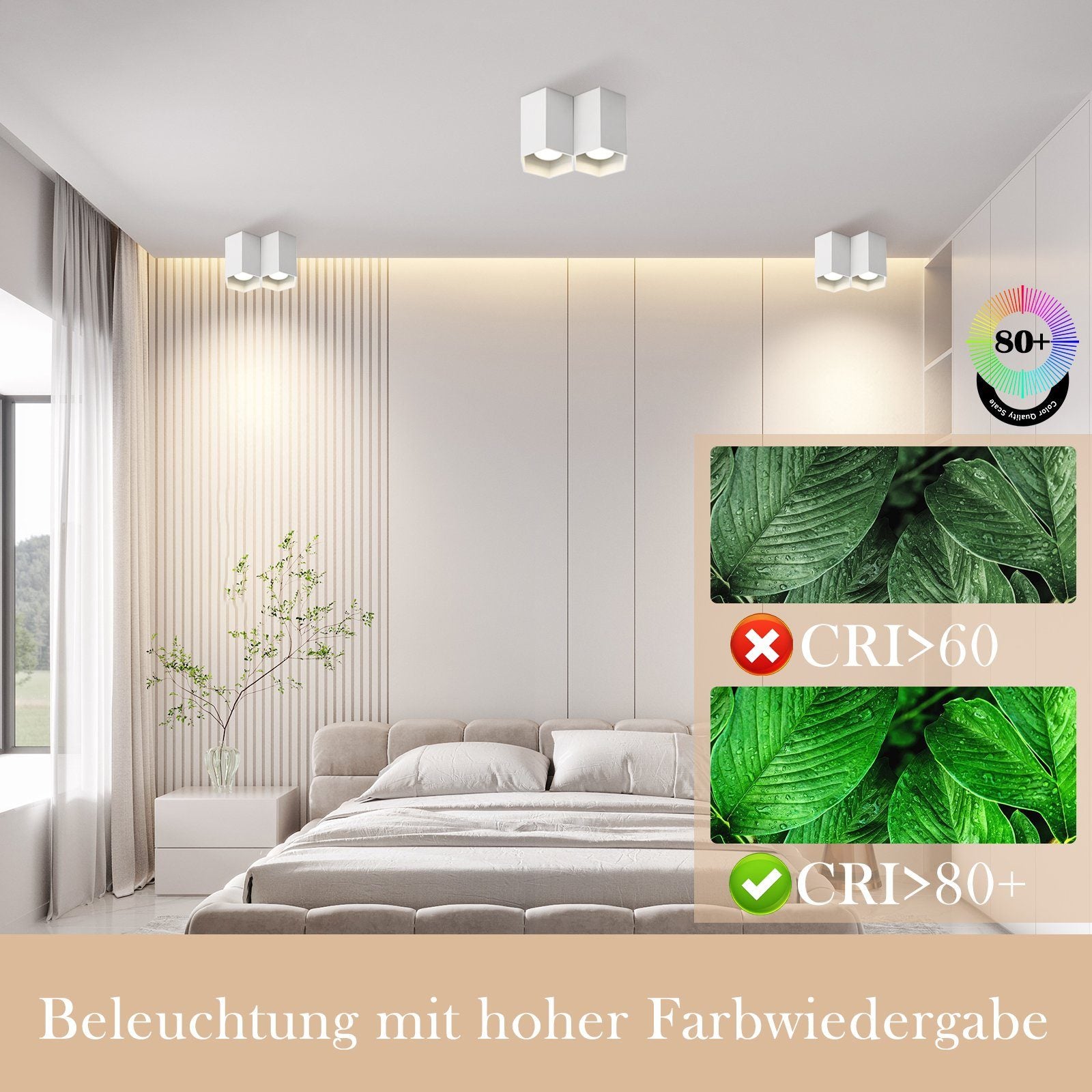 ZMH Faretto da soffitto bianchi 2 luci GU10 da superficie illuminazione moderna