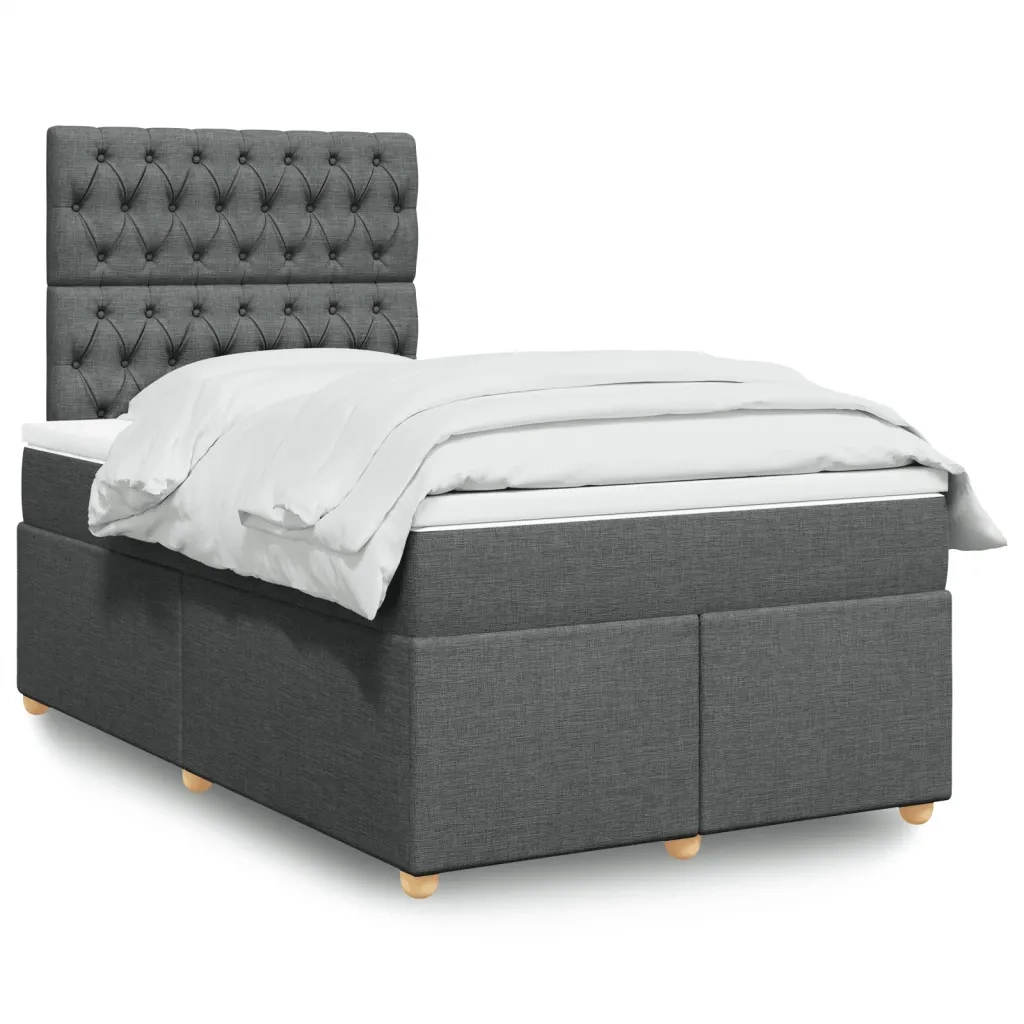vidaXL Giroletto a Molle con Materasso Grigio Scuro 120x200 cm Tessuto