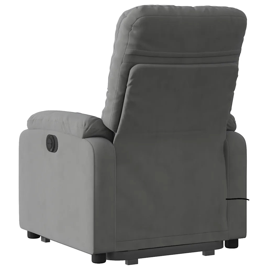 Poltrona | Sedia Relax a Rialzo Massaggi Reclinante Grigio Scuro Microfibra