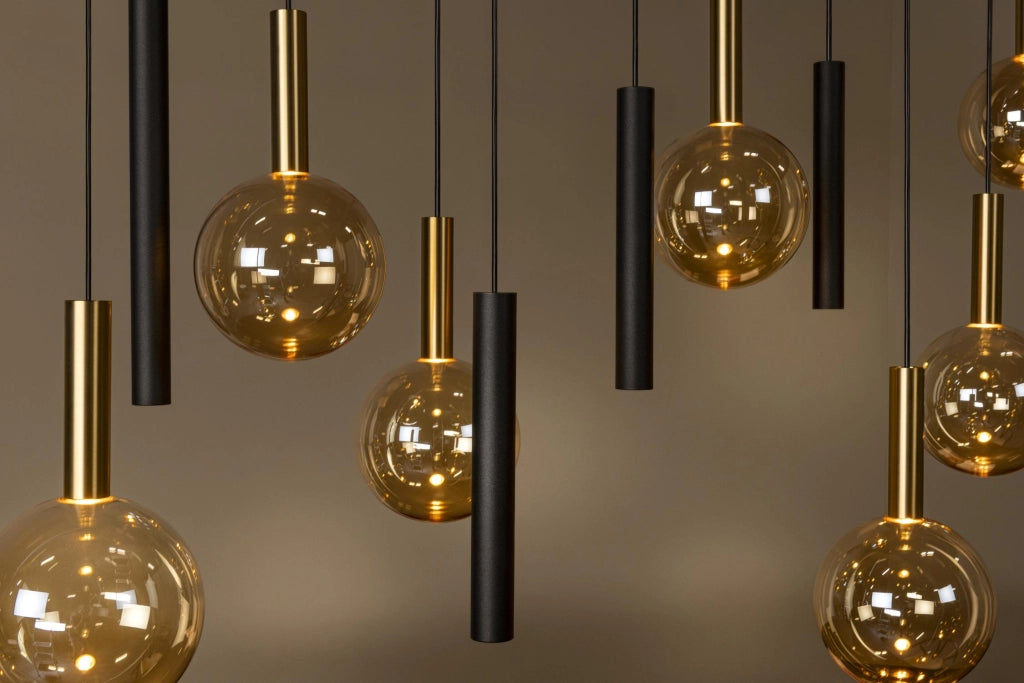 Lampada sospesa JOSIANE 12 luci GU10+G9 nera Lucide